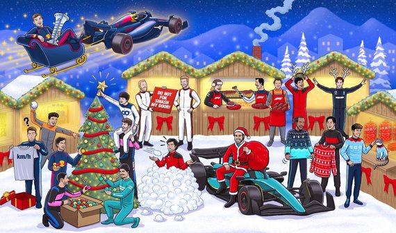 Формула-1 представила рождественскую открытку с изображением пилотов
